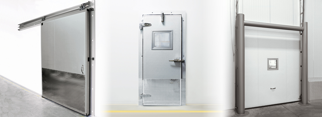 Example of swinging, sliding, and vertical lift doors